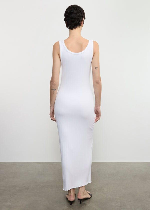 Enza Costa Lettuce Edge Boatneck Dress White