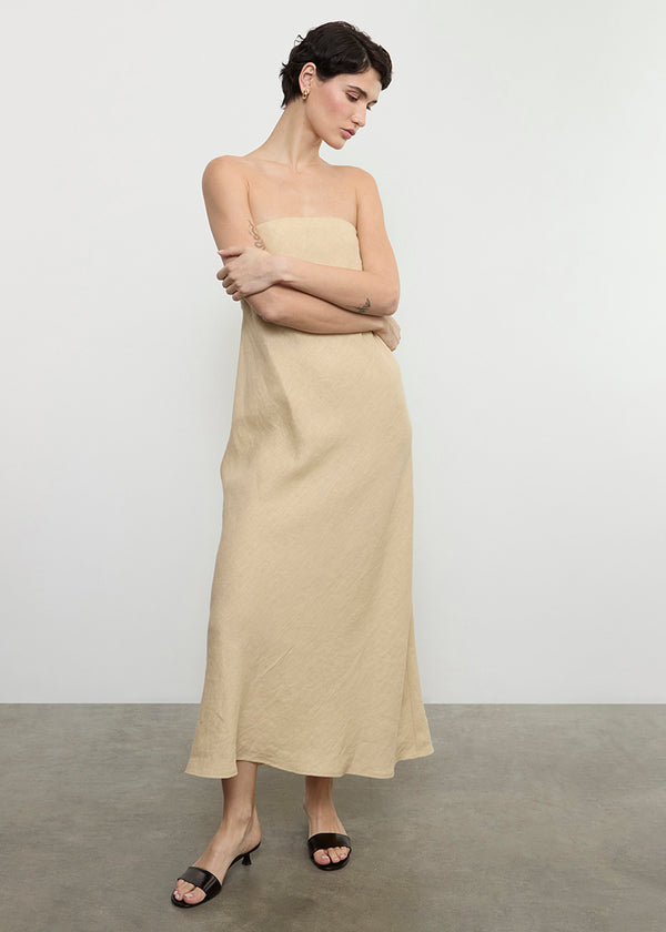 Enza Costa Linen Bias Dress Blonde