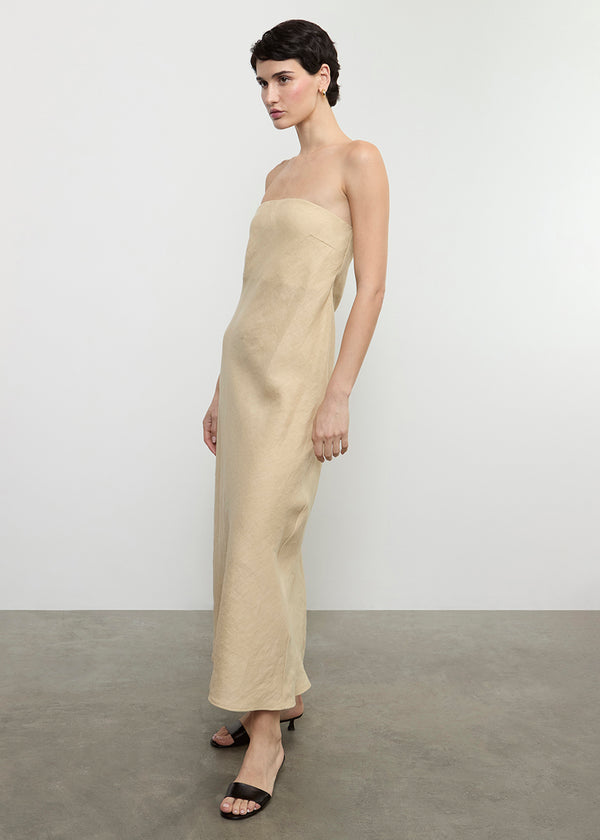 Enza Costa Linen Bias Dress Blonde