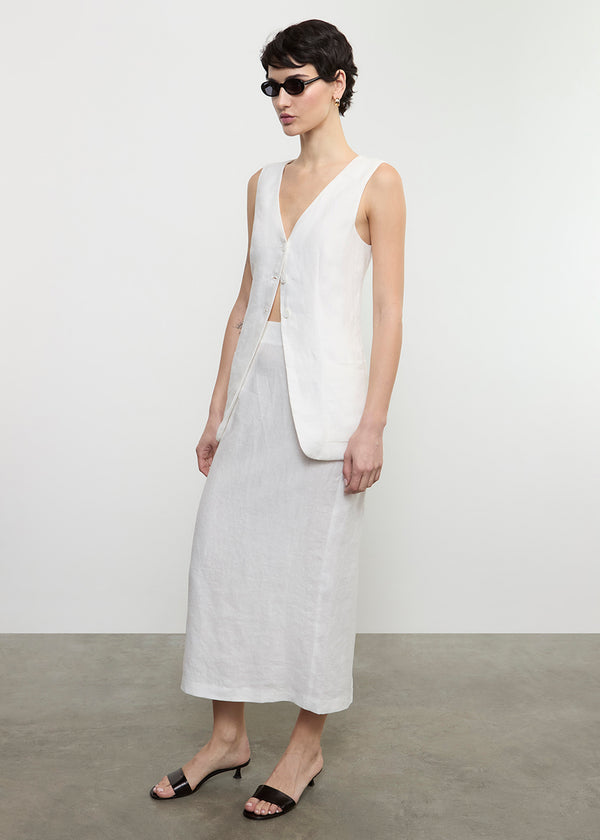 Enza Costa Linen Pencil Skirt Undyed