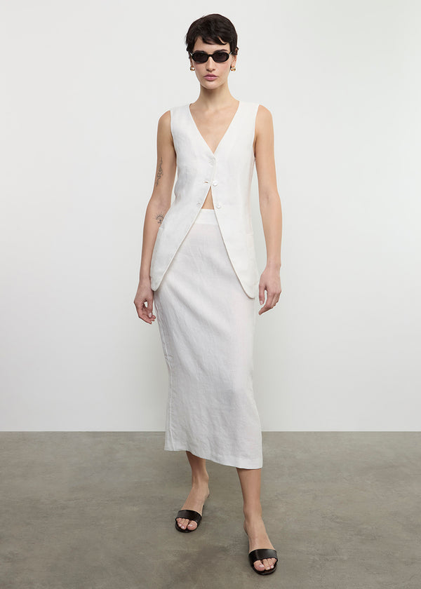 enza costa Linen Pencil Skirt Undyed