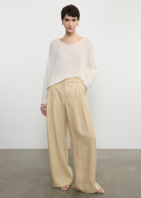 Enza Costa Linen Pleated Trouser Blonde