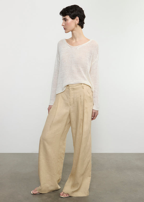 Enza Costa Linen Pleated Trouser Blonde