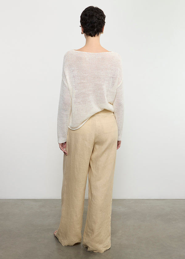 Enza Costa Linen Pleated Trouser Blonde