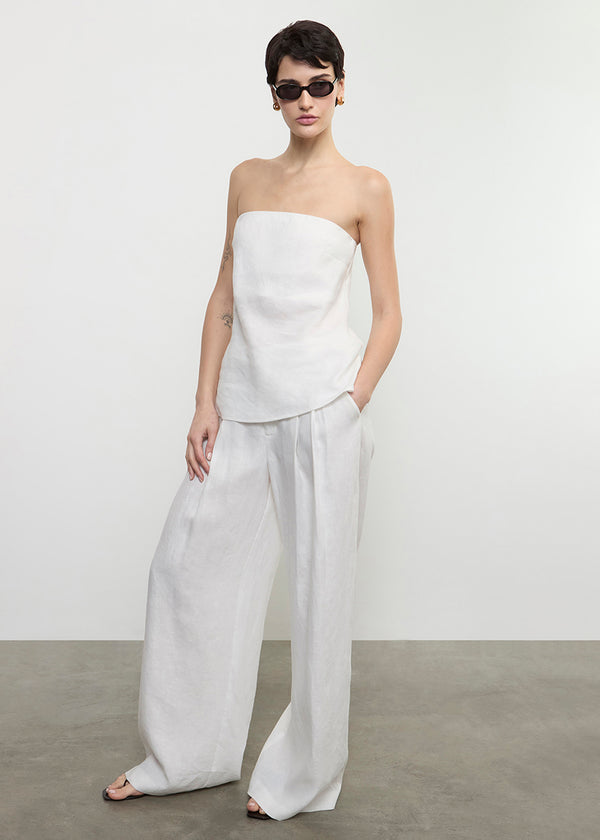 enza costa Linen Pleated Trouser Undyed
