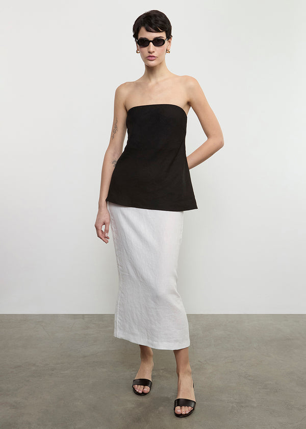Enza Costa Linen Strapless Tunic Black