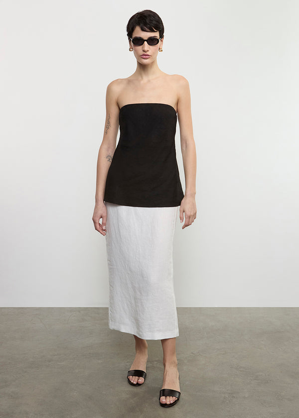Enza Costa Linen Strapless Tunic Black
