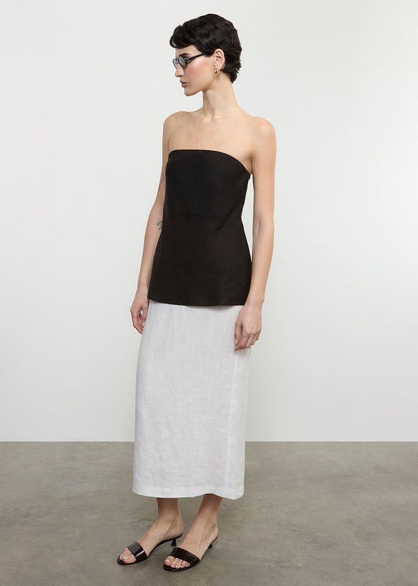 Enza Costa Linen Strapless Tunic Black