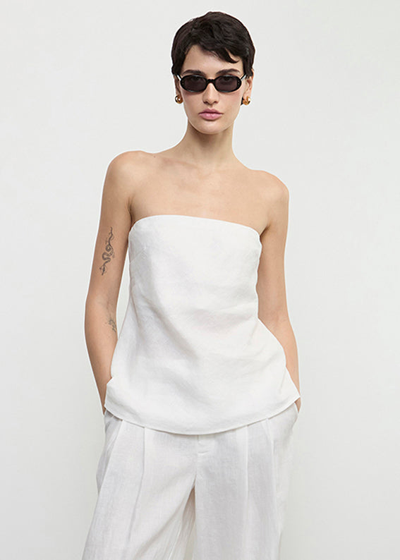 enza costa Linen Strapless Tunic Undyed
