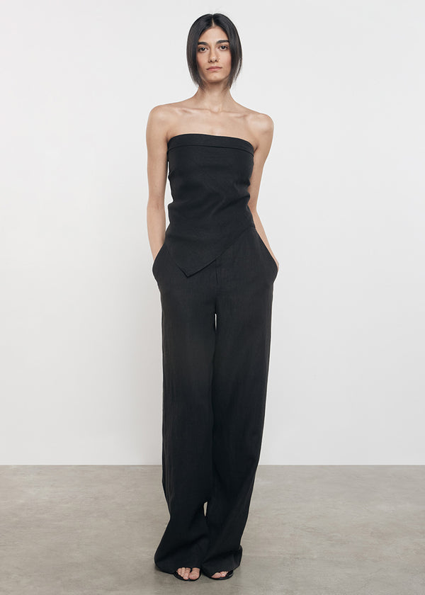 Enza Costa Linen Trouser Black