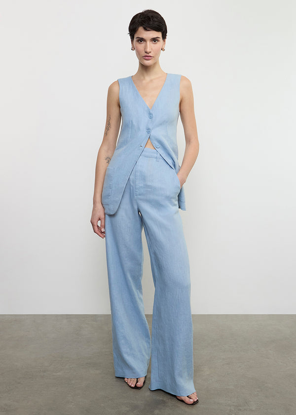 Enza Costa Linen Tunic Vest Sky