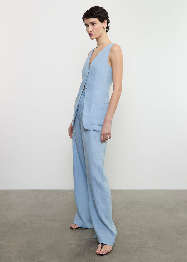 Enza Costa Linen Tunic Vest Sky