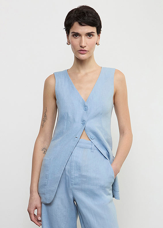 enza costa Linen Tunic Vest Sky
