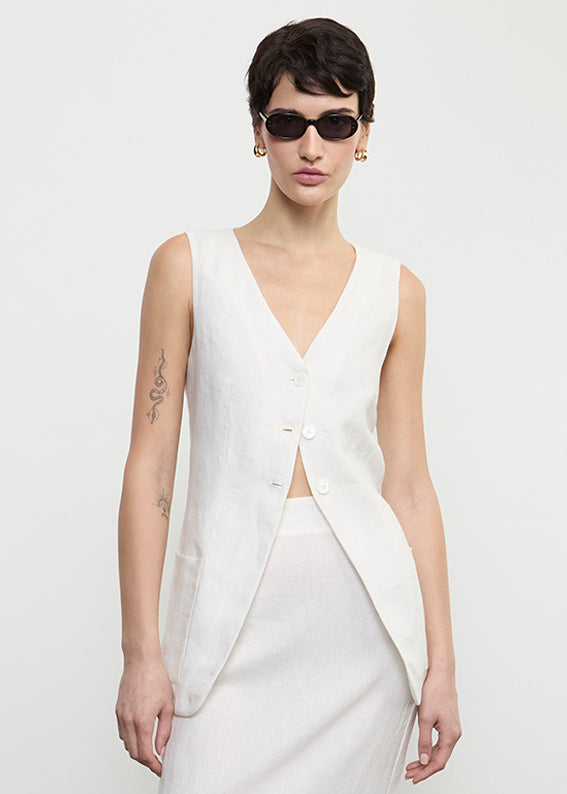 Enza Costa Linen Tunic Vest Undyed
