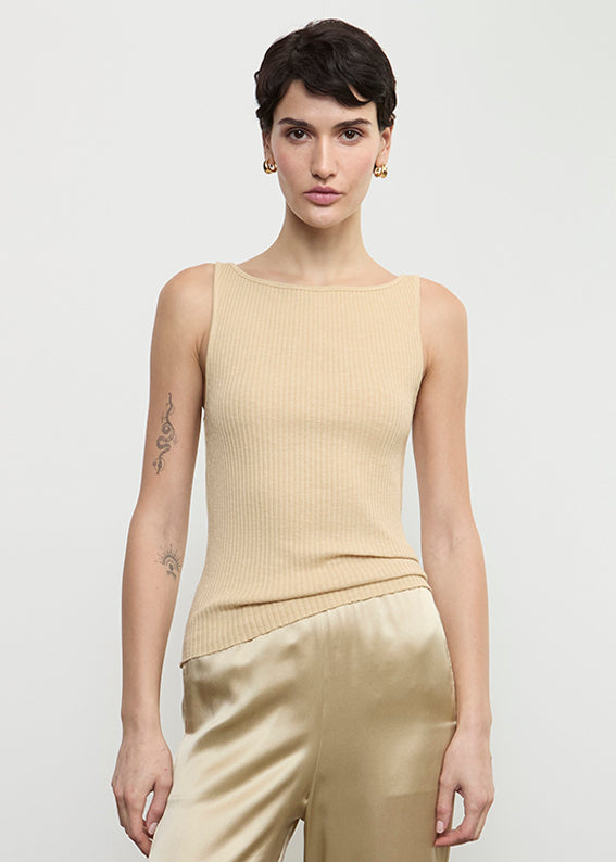 Enza Costa Military Rib Boatneck Tank Blonde