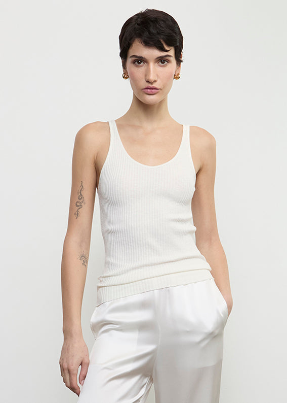 Enza Costa Military Rib Slim Tank Undyed