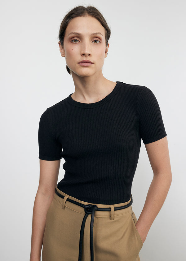 enza costa Pointelle Essential S/S Black