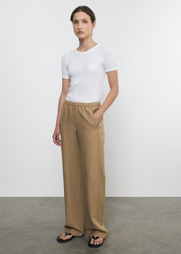 Enza Costa Pointelle Essential S/S White