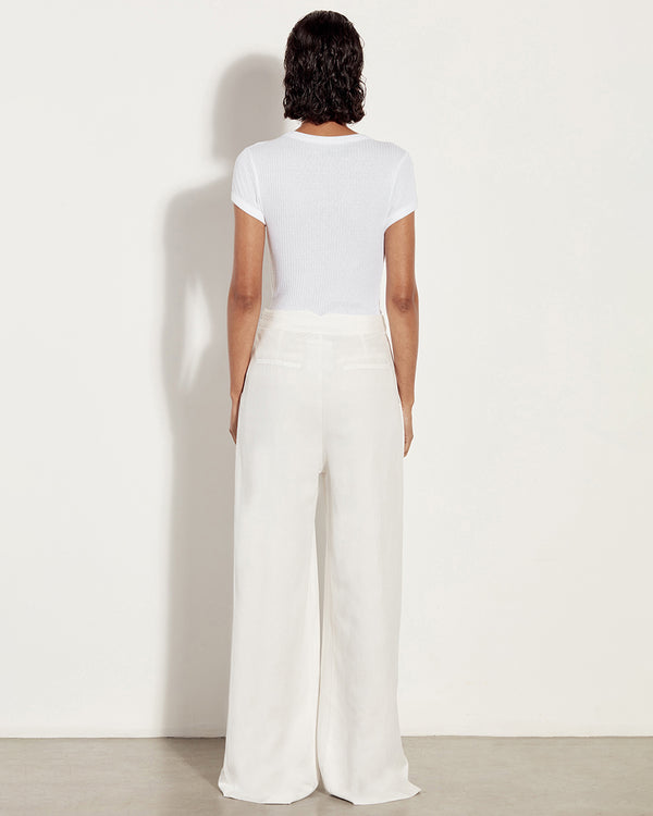 Enza Costa Pointelle Knit Cap Sleeve Crew White