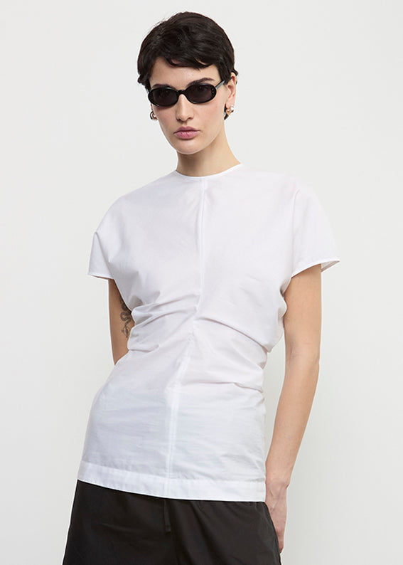 Enza Costa Poplin Curve Top White
