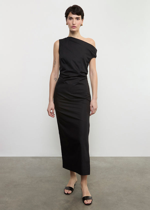 Enza Costa Poplin Sculptured Dress Black
