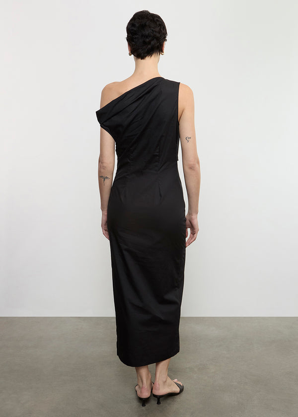 Enza Costa Poplin Sculptured Dress Black