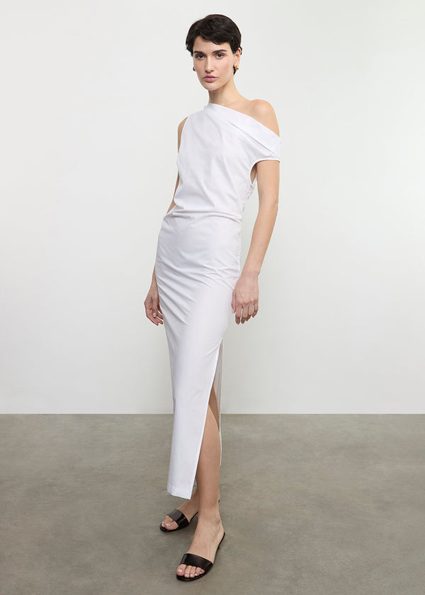 Enza Costa Poplin Sculptured Dress White