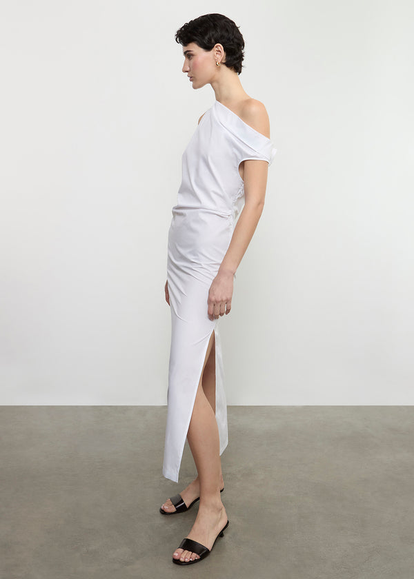 Enza Costa Poplin Sculptured Dress White