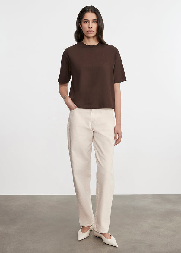 Enza Costa S/S Supima Boxy Tee Coffee Bean