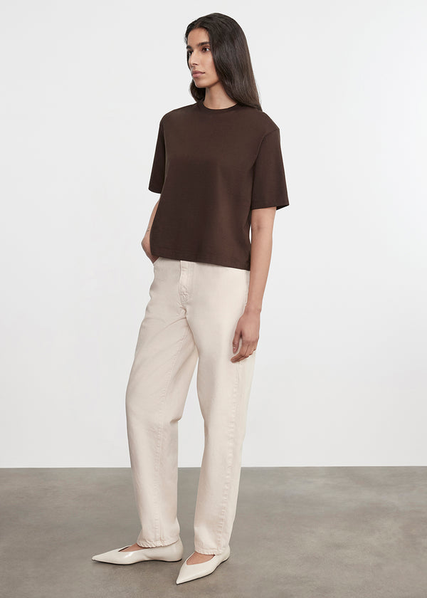 Enza Costa S/S Supima Boxy Tee Coffee Bean