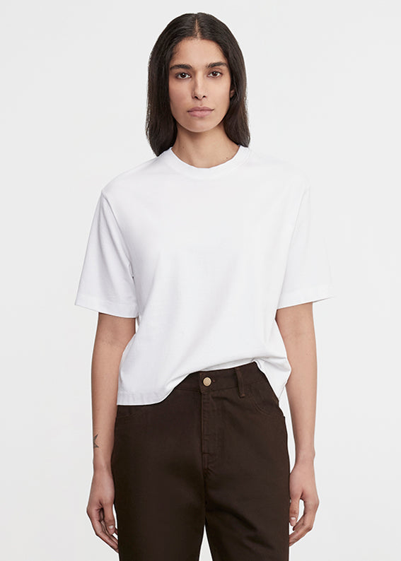 Enza Costa S/S Supima Boxy Tee White
