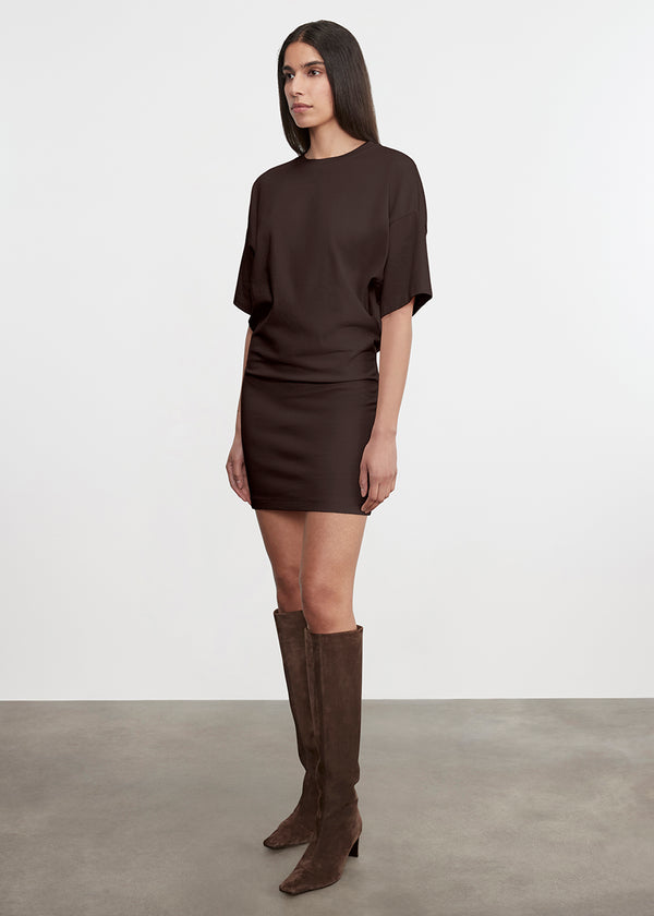 Enza Costa S/S Supima Curve Mini Dress Coffee Bean