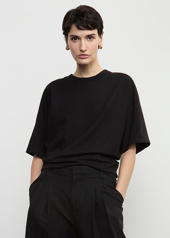 Enza Costa S/S Supima Curve Tee Black
