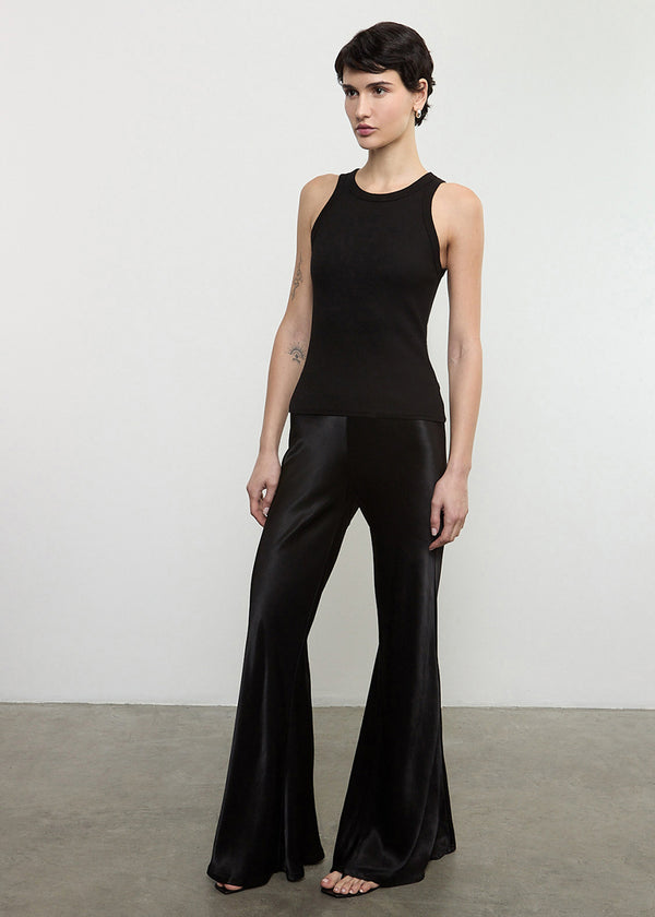 Enza Costa Satin Bias Cut Pant Black