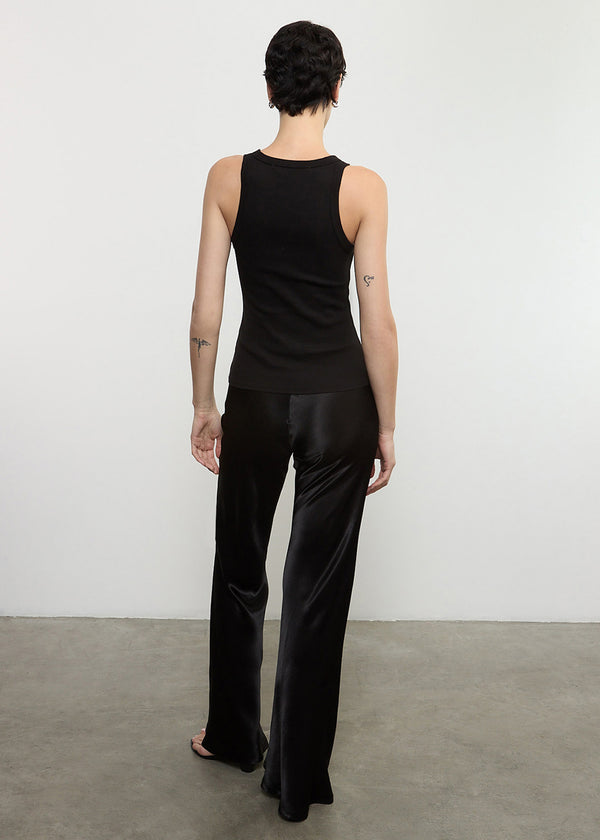 Enza Costa Satin Bias Cut Pant Black