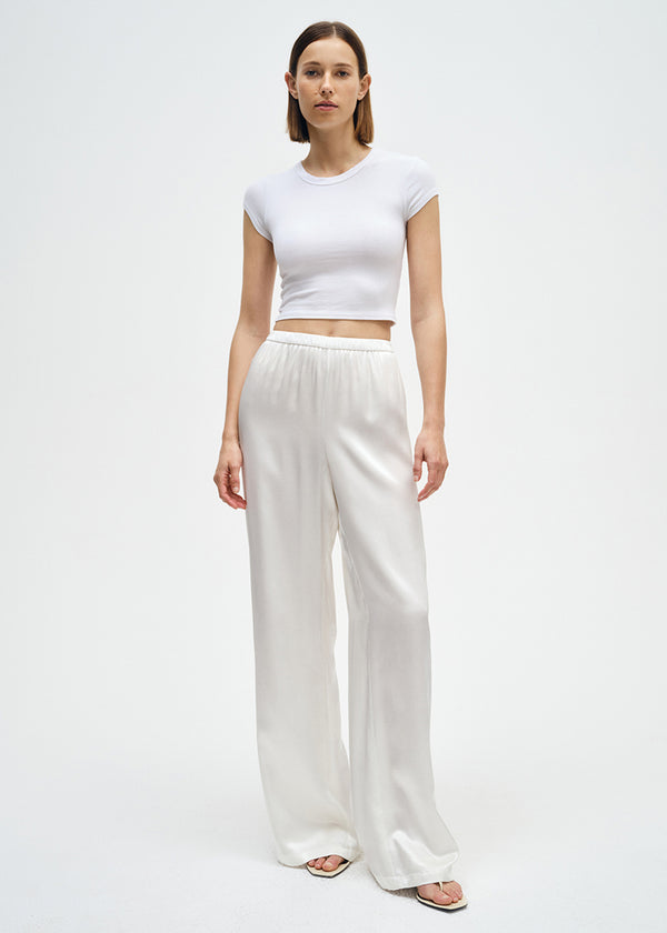 Enza Costa Satin Wide Leg Pant Cloud