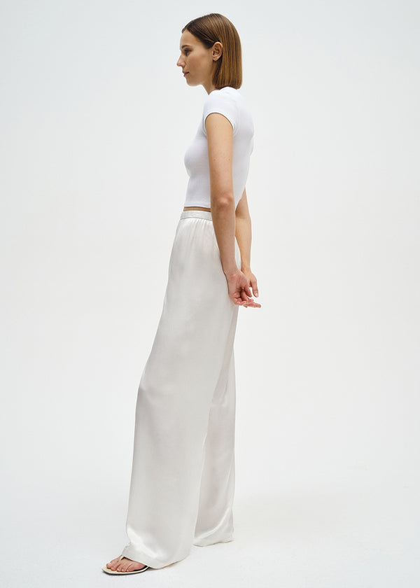 Enza Costa Satin Wide Leg Pant Cloud