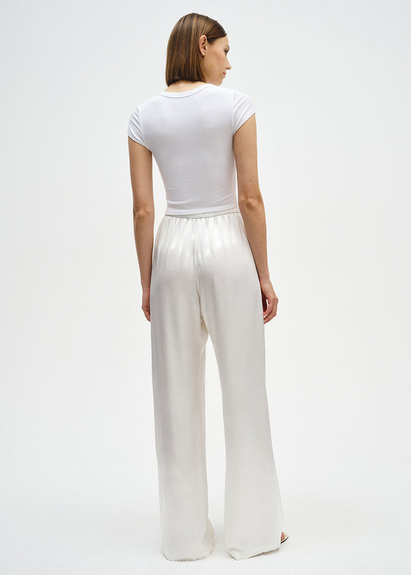 Enza Costa Satin Wide Leg Pant Cloud
