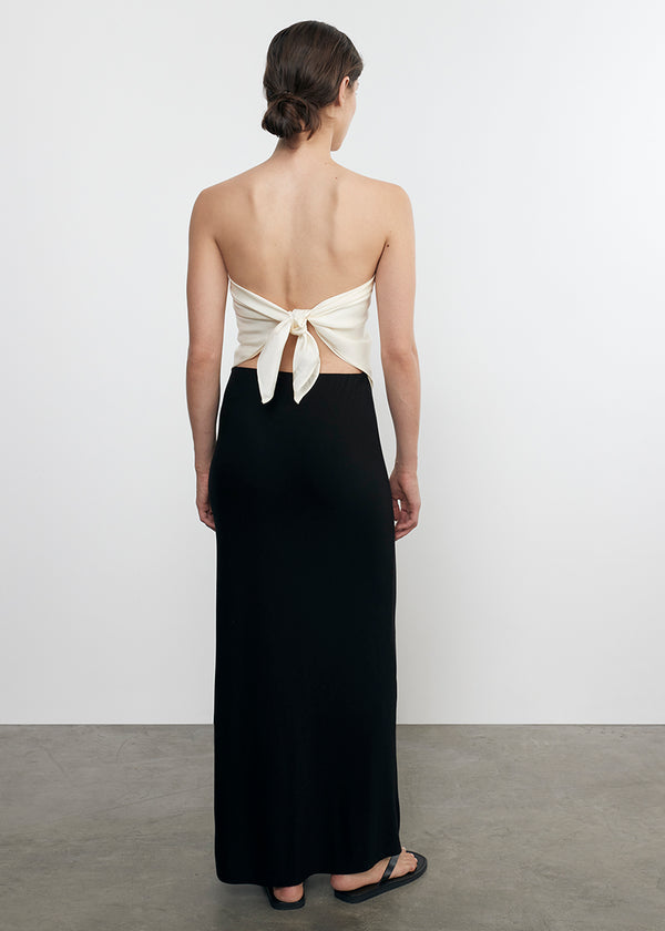 Enza Costa Silk Jersey Bias Skirt Black