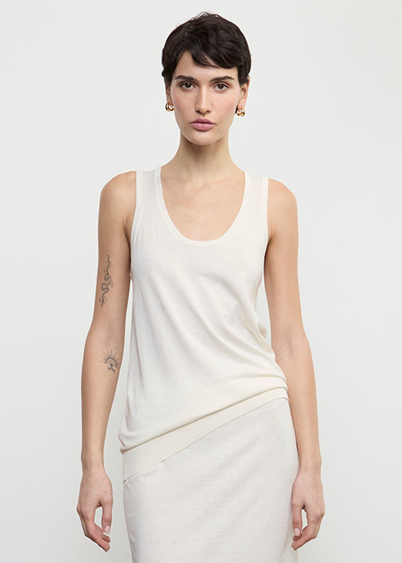 Enza Costa Silk Knit Tank Off White