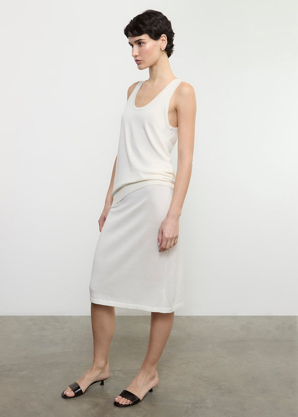 Enza Costa Silk Knit Tank Off White