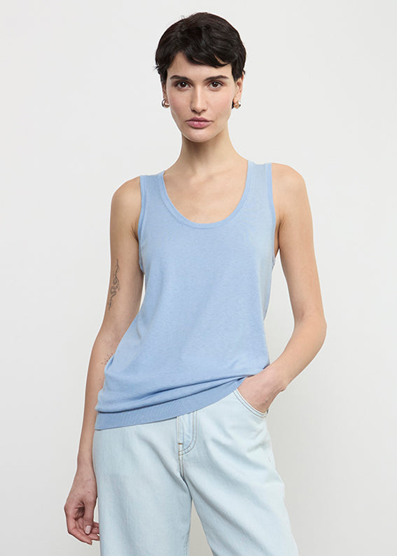 Enza Costa Silk Knit Tank Sky