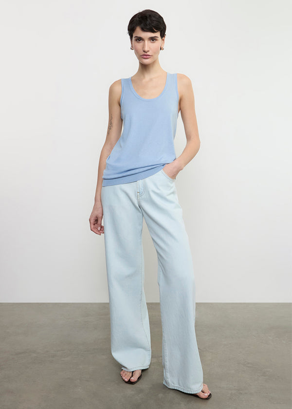 enza costa Silk Knit Tank Sky