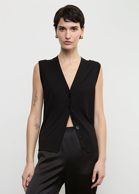Enza Costa Silk Knit Vest Black
