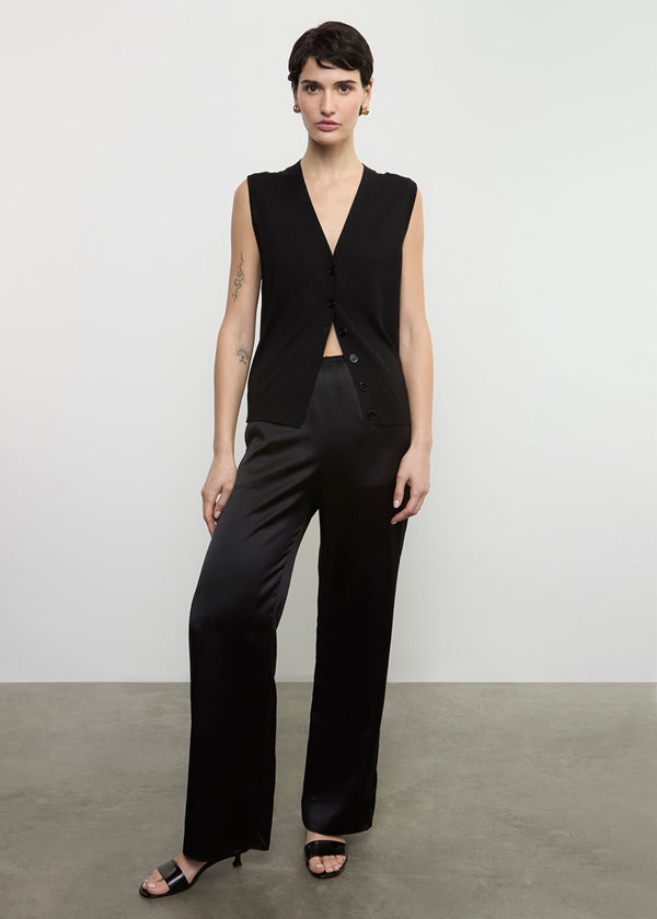 Enza Costa Silk Knit Vest Black