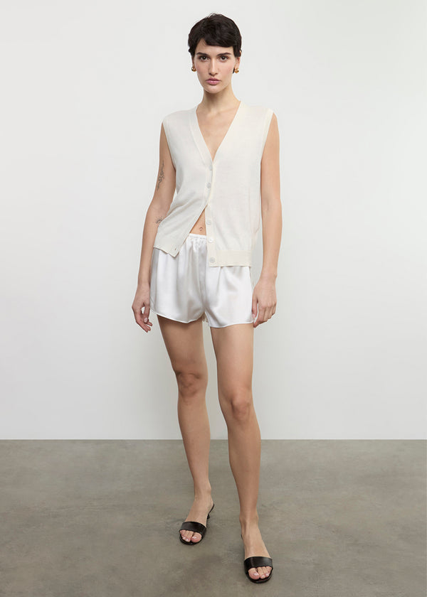 Enza Costa Silk Knit Vest Off White