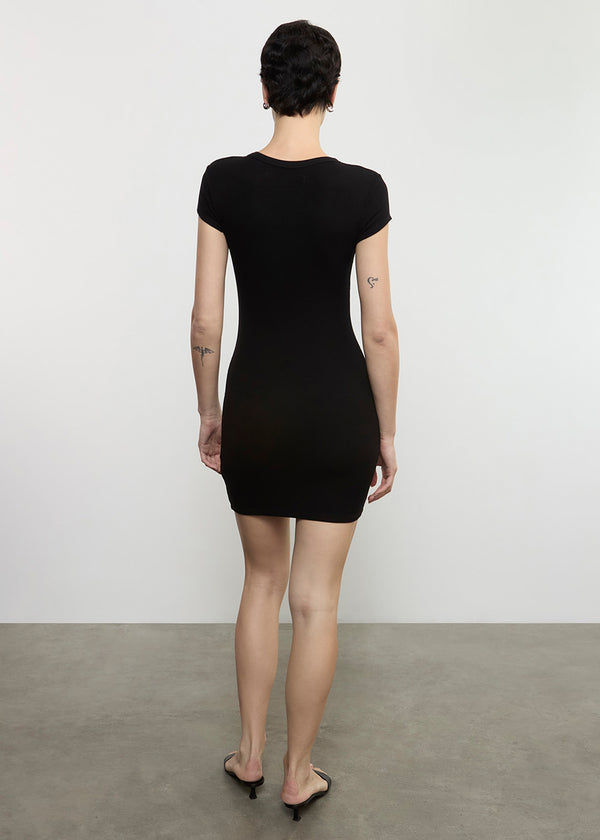 Enza Costa Silk Rib Cap Sleeve Mini Black