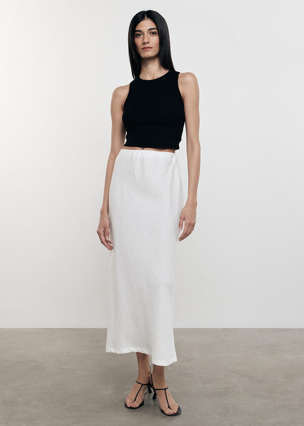 Enza Costa Silk Rib Cropped Tank Black