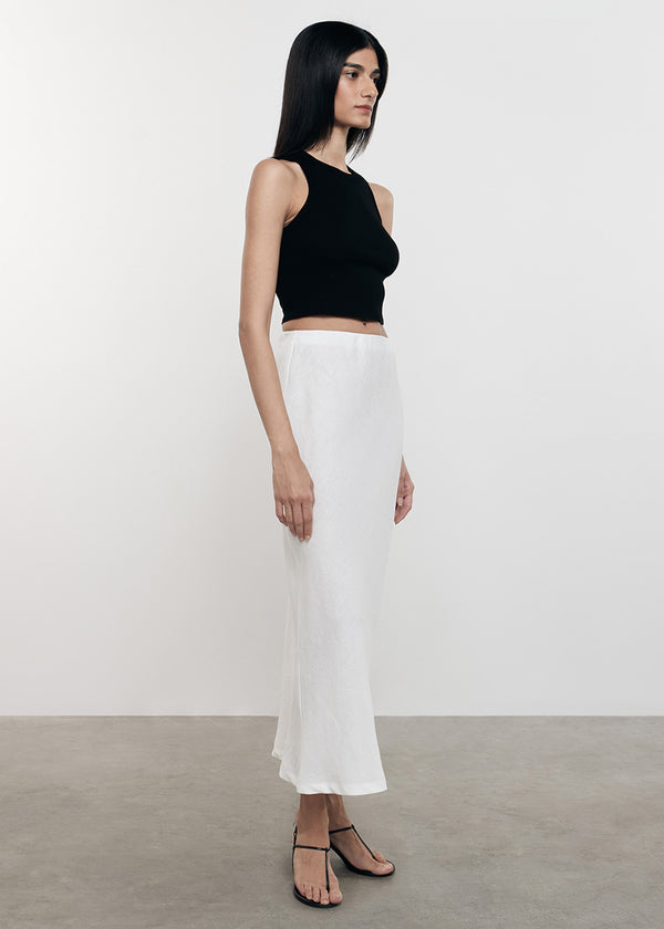 Enza Costa Silk Rib Cropped Tank Black