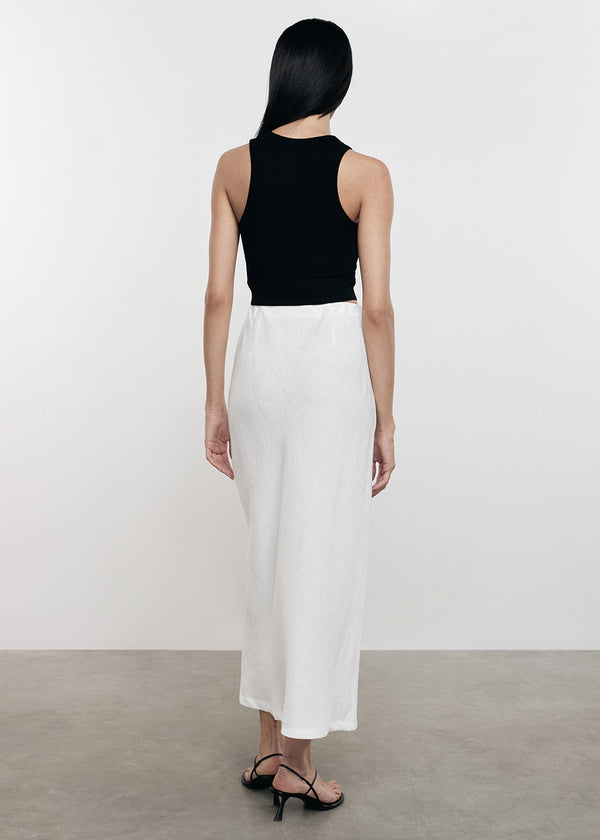 Enza Costa Silk Rib Cropped Tank Black